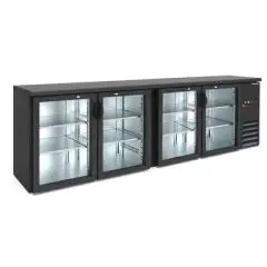 NEVERA DE RETRO BAR PARA BEBIDAS - Mod. DD 400 IF - Temperatura 0°/+10°C - Capacidad lt. 586 - Alimentación monofásica V220/1 - Potencia W 320 - Medidas cm. L 254,2 x P 53,5 x h 86 - Peso Kg. 150