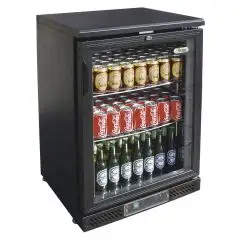 EXPOSITOR VITRINA REFRIGERADO DE CHAPA BARNIZADA Y ALUMINIO - PARA BEBIDAS - Mod. G-BC1PB - VENTILADO - CAPACIDAD Lt 140 - N. 1 PUERTA DE CRISTAL - TEMPERATURA +2°/+8°C - Medidas cm A 60,2 x F 53,5 x h 92 - CE
