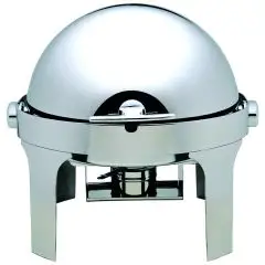 Chafing dish - Mod CD6504 - Estructura de acero inoxidable pulido - Tapa roll top 180° - Quemadores de alcohol - Medidas L 50 x P 52 x 45 h