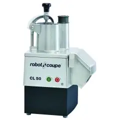 CORTADORA DE VERDURAS Y MOZZARELLAS - Mod. CL 50 1 VEL - Tolva grande - Tapa y cuba metálica - Capacidad de porciones de 50 a 400 - 1 velocidad - Potencia W 550 - Dimensiones cm L 39 x P 34 x 61h