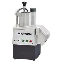 CORTADORA DE VERDURAS Y MOZZARELLAS - Mod. CL 50 2 VEL - Tolva grande - Tapa y cuba metálica - Capacidad de porciones de 50 a 400 - 2 velocidades - Potencia W 600 - Dimensiones cm L 39 x P 34 x 61h