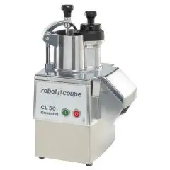 CORTADORA DE VERDURAS Y MOZZARELLAS - Mod. CL 50 GOURMET - Tolva grande - Cortes exclusivos: cubos pequeños y tipo waffle - Capacidad de porciones de 50 a 400 - Potencia W 550 - Dimensiones cm L 39 x P 34 x 61h