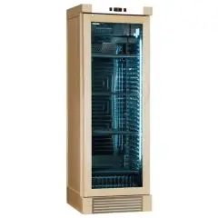 VITRINA REFRIGERADA PARA VINOS - Mod. ENY 420 N NATURAL - ESTÁTICO - TEMPERATURA °C +4/+18 - N. 1 PUERTA ACRISTALADA - ESTRUCTURA EN MADERA DE FRESNO NATURAL - ALIMENTACIÓN 220/50Hz MONOFÁSICA - Medidas cm L 65,5 x P 63,5 x H 188