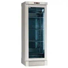 VITRINA REFRIGERADA PARA VINOS - Mod. ENY 420 N WHITE - ESTÁTICO - TEMPERATURA °C +4/+18 - N. 1 PUERTA ACRISTALADA - ESTRUCTURA EN MADERA DE CENIZA BLANQUEADA - ALIMENTACIÓN 220/50Hz MONOFÁSICA - Medidas cm L 65,5 x P 63,5 x H 188