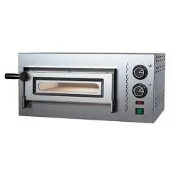 HORNO ELÉCTRICO MECÁNICO PARA PIZZA - Mod. O35/8O - N. 1 cámara - Superficie de cocción con piedras refractarias - Medidas de la cámara cm L 35 x P 35 x 8,5 h - N. Pizzas 1 (Ø cm 30/34) - Potencia 2,2 kW - Homologación CE