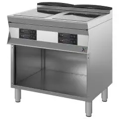 COCINA ELÉCTRICA - Mod 7DLEF2B - N 4 placas de inducción - Compartimento abierto - Dimensiones cm L 80 x P 70 x H 85/90