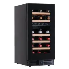VITRINA REFRIGERADA PARA VINOS - Mod. EY37I2VD NL - VENTILADA - TEMPERATURA +2°/+12°C / +12°/+20°C - N. 1 PUERTA ACRISTALADA - CAPACIDAD LORDA Lt. 86 - Potencia W 80 - Alimentación monofásica - Medidas cm L 38 x P 57,3 x H 82