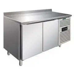 MESA REFRIGERADA CON PETO DE ACERO INOX AISI 304 - VENTILADO - Mod CXF2200TN - GASTRONORM 1/1 (cm 53 x 32,5) - N. 2 PUERTAS - CAPACIDAD Lt 313,5 - TEMPERATURA -2°/+8°C - Dim. cm L 136 x P 70 x h 96