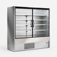 EXHIBICI&Oacute;N DE PARED REFRIGERADA DE AUTOSERVICIO - REFRIGERACI&Oacute;N VENTILADA - TEMPERATURA &deg;C +0/+2 - ADECUADA PARA BEBIDAS, PRODUCTOS L&Aacute;CTEOS Y PRODUCTOS PREENVASADOS - MOD. CHAMONIX 4P CP - PUERTAS CON BISAGRAS - 4 BALDAS