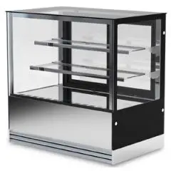 VITRINA REFRIGERADA PARA PASTELERÍA - Mod. LUX 2 RUZ - Refrigeración ventilada - Cristales frontales rectos - N. 2 ESTANTERÍAS- Temperatura +2°/+10 °C - Alimentación monofásica -  Homologación CE