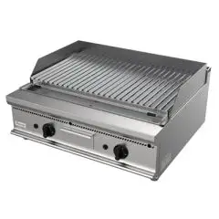 PARRILLA DE PIEDRA VOLCÁNICA A GAS DE SOBREMESA - MOD. G7DV2DD - Potencia kW 16 - Medidas: cm A 80 x F 70 x H 27 - Homologación CE