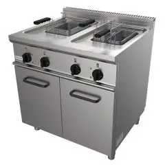 FREIDORA ELÉCTRICA - LÍNEA EASY - MOD. G7JYM2V13 - N. 2 cubas Lt. 13 + 13 de aceite- Potencia kW 24 - Medidas: cm A 80 x F 70 x H 85 - Homologación CE