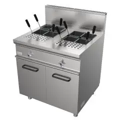 CUECEPASTAS A GAS - MOD. G7MUI2V80 - N. 2 cubas Lt. 28 + 28 - Armario neutro con puertas batientes - Potencia kW 22 - Medidas: cm A 80 x F 70 x H 85 - Homologación CE