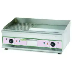 FRYTOP ELÉCTRICO DE SOBREMESA - Mod EG750M - Superficie 1/2 Lisa Y 1/2 Ranurada - POTENCIA 6 kW - Superficie de cocción cm L 74,6 x P 39,8 - Alimentación TRIFÁSICA