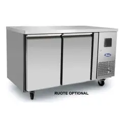 MESA REFRIGERADA DE ACERO INOX - VENTILADO - Mod.FQG4533GR - Gastronorm 1/1 (cm 53 x 32,5) - N. 2 Puertas - Capacidad Lt 280 - TEMPERATURA 0°/+8°C - Dim. cm. L 136 x P 70 x h 85 - CE