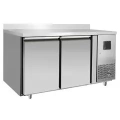 MESA REFRIGERADA CON PETO DE ACERO INOX - VENTILADO - Mod. FQG4533GRA - Gastronorm 1/1 (cm 53 x 32,5) - N. 2 Puertas - Capacidad Lt 280 - TEMPERATURA 0°/+8°C - Dim. cm. L 136 x P 70 x h 95 - CE