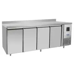 MESA REFRIGERADA CON PETO DE ACERO INOX - Para SNACK - VENTILADO - Mod.EPF3441GR-SB-304T - N. 4 Puertas - Capacidad Lt 480 - TEMPERATURA -2°/+8°C - Dim. cm. L 223 x P 60 x h 95 - CE