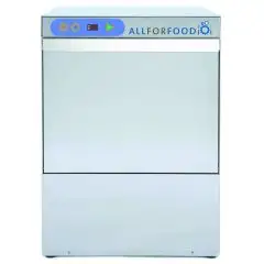 LAVAVAJILLAS MECÁNICO DE ACERO INOX AISI 304 - Mod EKO50 - Paso útil altura máxima cm 35,5 - Cesta cuadrada cm 50 x 50 - Ciclo 60-180" - Dispensador de abrillantador y detergente - Medidas cm L 57,5 x P 60,1 x H 80