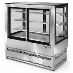 VITRINA REFRIGERADA - MODIFICADO. EVOK INOX L 4 PUERTAS - REFRIGERACI&Oacute;N VENTILADA - TEMPERATURA &deg;C +2/+8 - PUERTAS CORREDERAS DELANTERA Y TRASERA - VERSI&Oacute;N DE ACERO INOXIDABLE