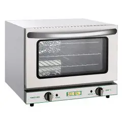 HORNO ELÉCTRICO DE CONVECCIÓN - Mod FD21 - Para gastronomía - Estructura de acero inoxidable - Capacidad para 3 bandejas GN 1/2 (cm 32,5x26,5) - Potencia 2100 W - Alimentación monofásica - Dimensiones cm L 50,3 x P 47,5 x H 38