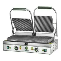 PLANCHA DE ASAR DE HIERRO FUNDIDO - ELÉCTRICA - Mod. PE 50R - Doble plancha ranurada - Área de cocción: cm 48x23 - Potencia 3600 W - 230V monofásica - 230/400 V Trifásica - Homologación CE