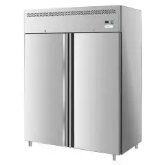 ARMARIO FRIGORÍFICO CONGELADOR DE ACERO INOX AISI 201 - ESTÁTICO - Mod. G-GN1200BT-FC - GASTRONORM 2/1 (cm 65 x 53) - CAPACIDAD BRUTA Lt 1200 - N. 2 PUERTAS - TEMPERATURA -18º/-22º - Medidas cm A 134 x F 81 x h 201 - CE