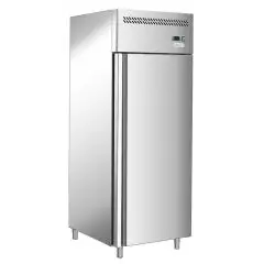 ARMARIO FRIGORÍFICO DE ACERO INOX AISI 201 - ESTÁTICO - Mod. G-GN600TN-FC - GASTRONORM 2/1 (cm 65 x 53) - N. 1 PUERTA - CAPACIDAD BRUTA Lt 700 - TEMPERATURA -2°/+8°C - Medidas cm A 68 x F 81 x h 201 - CE