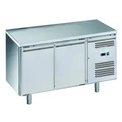 MESA REFRIGERADA DE ACERO INOX AISI 201 - PASTELERÍA - VENTILADO - Mod. G-PA2100TN-FC - 2 PUERTAS - CAPACIDAD BRUTA Lt 390 - TEMPERATURA -2°/+8°C - Medidas cm. A 151 x F 80 x h 85 - CE
