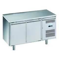 MESA REFRIGERADA DE ACERO INOX AISI 201 - PARA SNAKS - VENTILADO - Mod. G-SNACK2100TN-FC - 2 PUERTAS - CAPACIDAD BRUTA Lt 159 - TEMPERATURA -2°/+8°C - Medidas cm. A 136 x F 60 x h 85 - CE