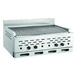 BARBACOAS DE PIEDRA VOLCÁNICA - MOD. 2100/R2B - VERSIÓN DE SOBREMESA - POTENCIA Kw/h 22,52 - ALIMENTACIÓN METANO-GPL - Medidas cm A 89 x F 70 x h 37 - Homologación CE
