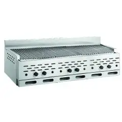 BARBACOAS DE PIEDRA VOLCÁNICA - MOD. 2100/R3B - VERSIÓN DE SOBREMESA - POTENCIA Kw/h 33,78 - ALIMENTACIÓN METANO-GPL - Medidas cm A 130 x F 70 x h 37 - Homologación CE