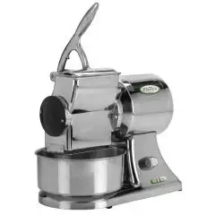 RALLADOR - MOD. GRAGS3 - Alimentación V 230/400/50Hz TRIFÁSICA - Potencia Kw 0,75 (1,0 Hp) - Producción horaria Kg 70 - Medidas cm A 22 X F 38 X h 38 - Homologación CE