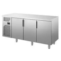 MESA REFRIGERADA DE ACERO INOX AISI 304 - PASTELERÍA - Mod. LVTG7-731 - N. 3 PUERTAS - CAPACIDAD Lt. 530 - TEMPERATURA  0°/+8°C - Dimensiones cm L 190 x P 70 x H 85 - CE