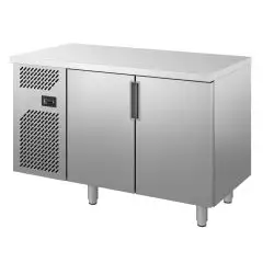 MESA REFRIGERADA DE ACERO INOX AISI 304 - PASTELERÍA - Mod. LVTG7-721 - N. 2 PUERTAS - CAPACIDAD Lt. 345 - TEMPERATURA  0°/+8°C - Dimensiones cm L 138 x P 70 x H 85 - CE