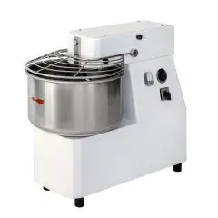 AMASADORA DE ESPIRAL CON CABEZAL FIJO - Mod. MDVE 20 - Alimentación V 400 trifásica - Capacidad de la cuba lt.22 - Peso de la masa Kg. 18 - Potencia kW 0,75 - Homologación CE