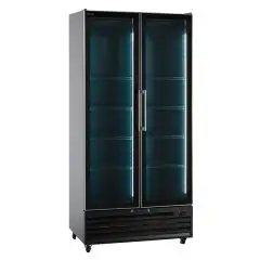 ARMARIO FRIGORÍFICO EN ACERO BARNIZADO NEGRO - PARA BEBIDAS - VENTILADA - Mod. I LOOC 80 JUMBO N - CAPACIDAD Lt 690 - N. 2 PUERTAS ACRISTALADAS - TEMPERATURA 0/+10°C - Medidas cm L 94 x P 61,5 x H 202,3 - Homologación CE