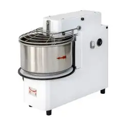 AMASADORA DE ESPIRAL CON CABEZAL MÇOVIL Y CUBA EXTRAÍBLE - Mod. MVTE 20 - Alimentación V 400 trifásica - Capacidad de la cuba lt. 22 - Peso de la masa Kg. 18 - Potencia kW 0,75 - Homologación CE