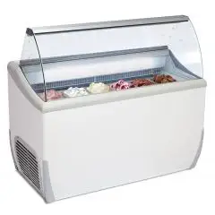 VITRINA DE HELADERÍA - MOD. VETRINA J 7 EXTRA - CAPACIDAD LT 317 - TEMPERATURA -15°/-20°C - Medidas cm. A 134,1 - x F 72,3 - x h 125,3 - CE