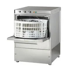 LAVAVASOS DE ACERO INOX AISI 304 18/10 - MODELO J 36 - PASO ÚTIL ALTURA MÁXIMA cm 18 - CESTA REDONDA Ø cm 36 - CICLO 120" - Medidas totales cm A 42,5 x F 45,5 x h 60,6