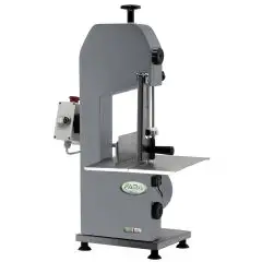 SIERRA DE CINTA PARA CORTAR HUESOS - MOD. SEOSV15T - ESTRUCTURA DE METAL BARNIZADO - ALTURA DE CORTE cm 25 - Alimentación V 230/400/50Hz TRIFÁSICA - Potencia Kw 0,75 (1,0 Hp) - Medidas Cm A 37 x F 41 x h 81 - Homologación CE