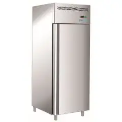Armario frigorífico en acero inox AISI 201 - Mod M-GNH610TN-FC - Gastronorm 2/1 (65 x 53 cm) - Ventilado - 1 puerta - Capacidad bruta de 605 litros - Temperatura 0° / +8°C - Medidas cm L 72,6 x P 86,4 x 215 H