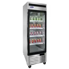 ARMARIO FRIGORÍFICO de ACERO INOX - Mod. MCF8701GR - VENTILADO - Capacidad LT 610 - N. 1 Puerta de Cristal - TEMPERATURA -17°/-20°C - Dim. cm L 68,5 x P 80,5 x h 211,2 - CE