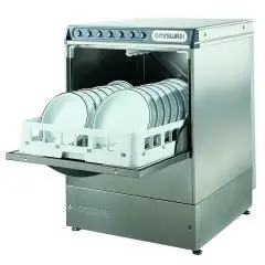 LAVAVAJILLAS PROFESIONAL DE ACERO INOX AISI 304 18/10 - MOD. ELITE 503ABS - ALIMENTACIÓN TRIFÁSICA - PASO ÚTIL ALTURA MÁXIMA cm 32 - CESTA CUADRADA cm 50 x 50 - CICLO 120"/240" - SISTEMA ABS - Medidas totales cm A 59,4 x F 60,7 x h 81,4