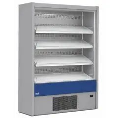 PANTALLA DE PARED REFRIGERADA DE AUTOSERVICIO - REFRIGERACI&Oacute;N VENTILADA - TEMPERATURA &deg;C +0/+2- BEBIDAS, PRODUCTOS L&Aacute;CTEOS, PRODUCTOS PREENVASADOS - MOD. OLIMPO OM W - ABIERTO SIN PUERTAS - TRES ESTANTER&Iacute;AS BASCULANTES