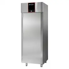ARMARIO FRIGORÍFICO EN ACERO INOX AISI 304 - VENTILADO - Mod CH07RMPLMTN - GASTRONORM 2/1 - CAPACIDAD LT 700 - N 1 PUERTA - CON PARADA DE VENTILACIÓN - TEMPERATURA 0° +10°C - Medidas cm L 71 x P 80 x h 210