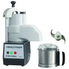 COMBI CUTTER Y CORTADORA DE VERDURAS PROFESIONAL - Mod. R 301 ULTRA - Capacidad de la Cuba de acero inox lt 3,7 - Capacidad de porciones de 10 a 80 - Potencia W 650 - Dimensiones cm L 35,5 x P 30,5 x 57h