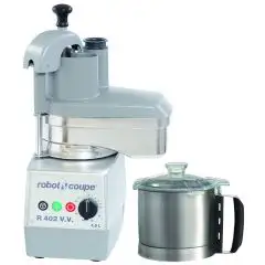 COMBI CUTTER Y CORTADORA DE VERDURAS PROFESIONAL - Mod. R 402 V.V. - Capacidad de la Cuba de acero inox lt 4,5 - Capacidad de porciones de 20 a 100 - Con variador dy Velocidad - Potencia W 1000 - Dimensiones cm L 32 x P 30,4 x 59h