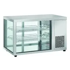 Expositor de sobremesa vitrina refrigerada - Mod RC 910 - Temperatura 0º/+12ºC - 2 estantes - Puertas traseras correderas - Dimensiones cm L 91 x P 52,4 x h 57,5