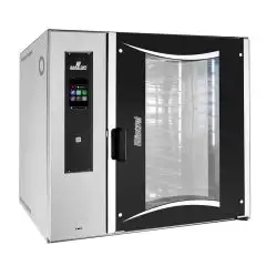 HORNO ELÉCTRICO MIXTO DE CONVECCIÓN CON VAPOR INDIRECTO CON BOILER, CARRO GIRATORIO FIJO Y MANDOS DIGITALES - Cod. ROTORBAKE/E2 - PARA PASTELERÍA Y PANADERÍA - Capacidad bandejas n. 10 cm 40 x 60, 46 x 66 O 50 x 70  - Potencia kW 16 - Alimentación 400 V 5