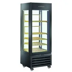 Expositor refrigerado para vino - Mod RV 404BL - Capacidad n 75 botellas - Temperatura +0/+20 °C - Refrigeración ventilada - Dimensiones cm L 70 x P 65 x 190 H
